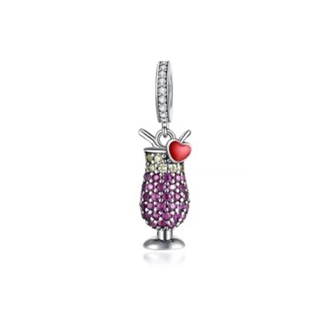 925 Sterling Silver Coffee Red Wine Coffee Glass Maker champagne Charm bead Fit Original Pendant Bracelet DIY Jewelry For Women - Lootquake