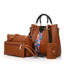4 Pcs Luxury Handbag Set | Large Capacity Tote Bag, Fashion Shoulder Bag, Wallet & Card Case for Women (Patchwork)