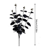 Fleurs artificielles d'eucalyptus noir de 34 cm pour décoration de chambre, de bureau, de maison