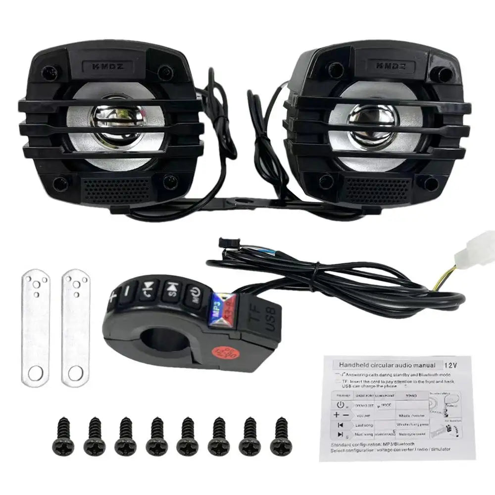 Haut-parleur Bluetooth pour moto, système audio HiFi universel 12-80 V, résistant aux intempéries, pour guidon