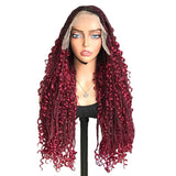 22" Curly End Box Braided Full Lace Front Wig | Goddess Locs | Bohemian Braids | Synthetic Wig