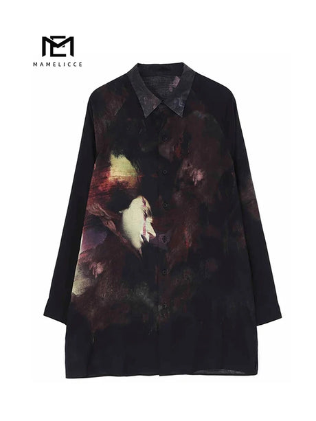 MAMELICCE mens designer clothes Oversized Hawaiian shirt long sleeve men's shirts korean popular clothes Men's shirts clothing - Lootquake