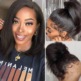 13x4 Glueless Kinky Straight Bob Wig | Ready-to-Wear | Brazilian Remy Hair | HD Transparent Lace