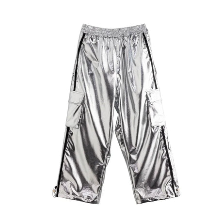 Girls Jazz Dance Hip Hop Outfit Child Model Catwalk Stage Dance Show Costume Black Navel Top White Trousers - Lootquake