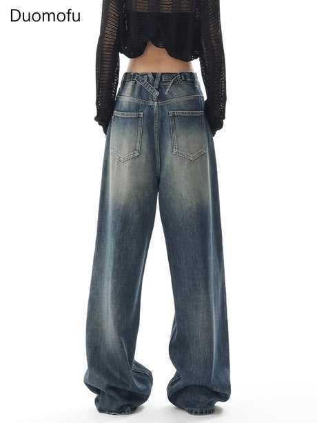 Duomofu Autumn Vintage Chicly Slim Button Female High Waisted Jeans American Basic Simple Casual Fashion S-XL Baggy Jeans Women - Lootquake
