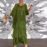 Women's Elegant Long Dress Fashion Round Neck Bat Sleeve Cake Dresses For Women Spring and summer Robe Looes Plus Size 4XL - Lootquake