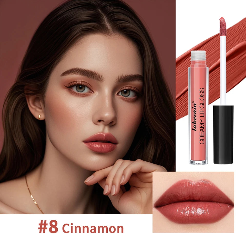 Lip Gloss Semi-Matte 8Colors Long-lasting Velvet Non-drying uitable for all skin moisturizing lipgloss plump lip brown Cosmetics