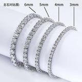 Hip Hop Jewelry Brass Setting CZ Tennis Chain Necklace Gold/Silver Color Iced Out AAAAA Cubic Zirconia Chain - Lootquake