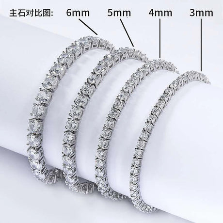 Hip Hop Jewelry Brass Setting CZ Tennis Chain Necklace Gold/Silver Color Iced Out AAAAA Cubic Zirconia Chain - Lootquake