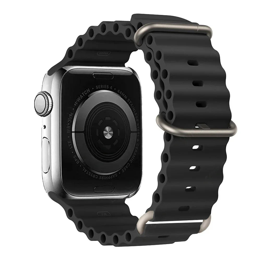 Silicone Strap For watch band 44mm 40mm 49mm 45mm 41mm 38mm accessorie correa bracelet iWatch Ultra 2 series 7 6 5 se 8 9 - Lootquake