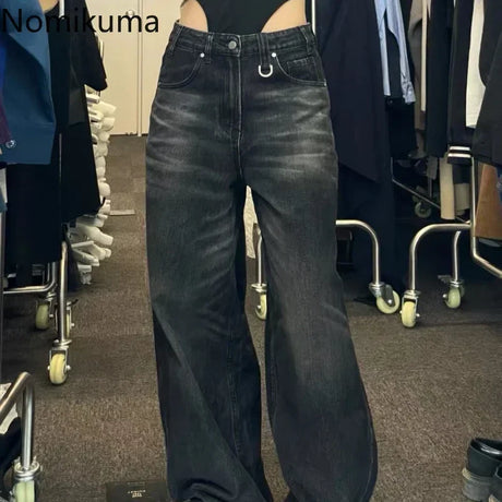 Pantalon Femme Autumn Winter Wide Leg Pants High Waisted Loose Jeans Woman Vintage Street Fashion Harajuku Y2K Pant Trousers - Lootquake