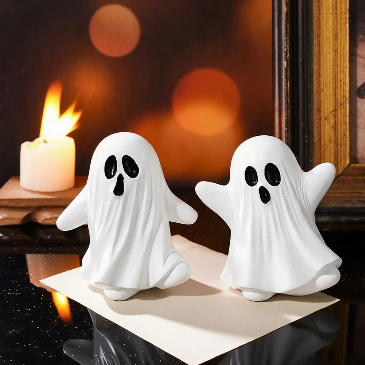 Cute Ghost Decor Set Soft Fabric Halloween Figurine Playful Spooky Home Decoration Adorable Haunted House Accessory