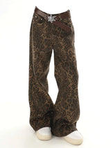 Baggy Leopard Print Y2k Jeans Women 2024 New High Waisted  Casual Wide Leg Denim Pants Fashion Streetwear Retro Straight Jeans - Lootquake