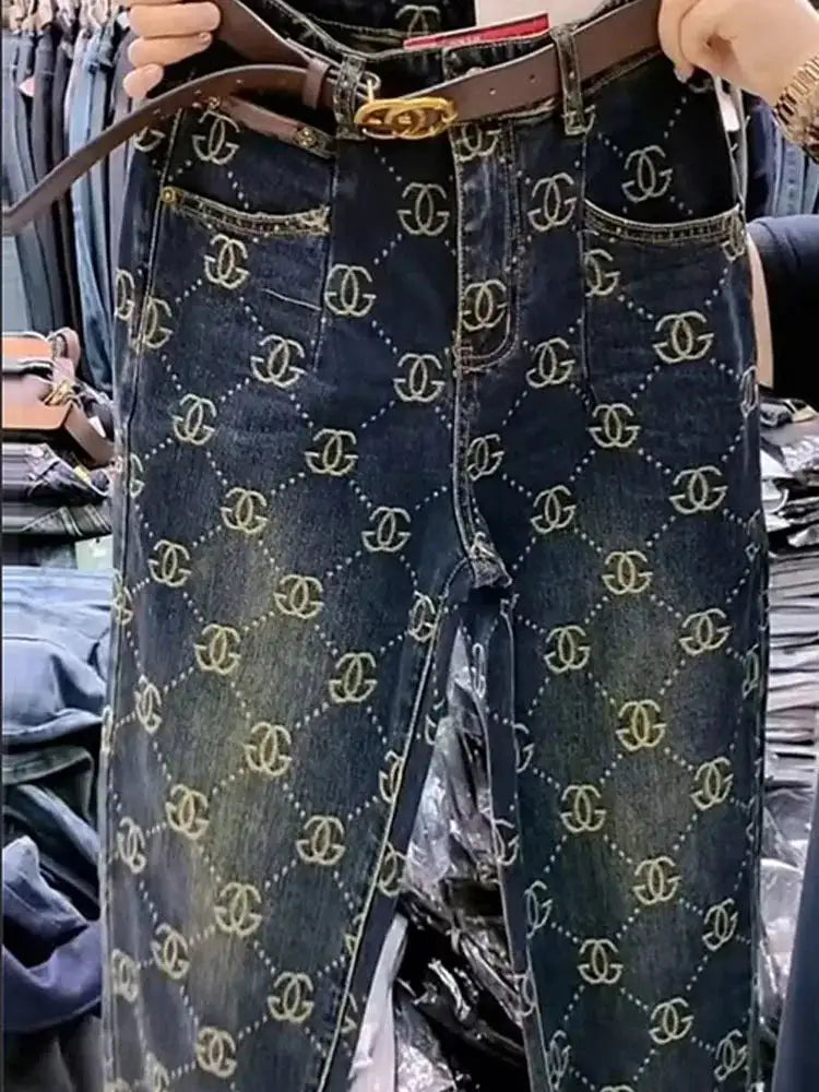2025 New Trend Thick Retro Jeans Women Embroidery High Waist High Waist Harem Pants Winter Autumn Causal Loose Capri Pants - Lootquake