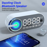 Altavoz Bluetooth inalámbrico silencioso, despertador RGB TWS, USB, LED, espejo, reloj digital FM, pantalla grande, decoración para sala de estar y oficina.