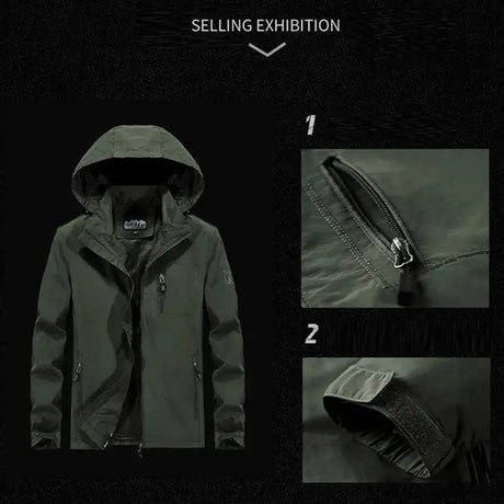 Outdoor Waterproof Jacket Men Breathable Quick Dry Hooded Jacket Coat Windbreaker Jacket Men Multi-Pockets Summer Windbreaker - Lootquake