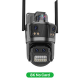 Cámara IP WIFI 8K con zoom 8X, cuatro lentes y cuatro pantallas, detección humana, 4K, 8MP, IP HD, doble pantalla, seguridad, impermeable, iCsee