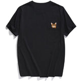 CLOOCL Animal T-Shirt Fashion Brand Summer Pocket Cat Stickers Printed T-shirt Men's Women Shirts Hip Hop Tops Funny Cotton Tees - Lootquake