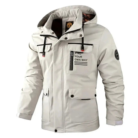 Fashion Men Casual Windbreaker Jacket Hooded Jacket Man Waterproof Outdoor Soft Shell Winter Coat Clothing Warm Fleece Thick - Lootquake