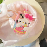 Kawaii Pink Bee Sanrios Hello Kitty Stereoscopic Phone Case