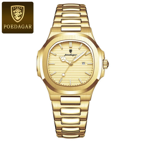POEDAGAR Luxury Square Watch for Woman Waterproof Luminous Date Ladies Watch Stainless Steel Quartz Women's Watches Female Reloj - Lootquake