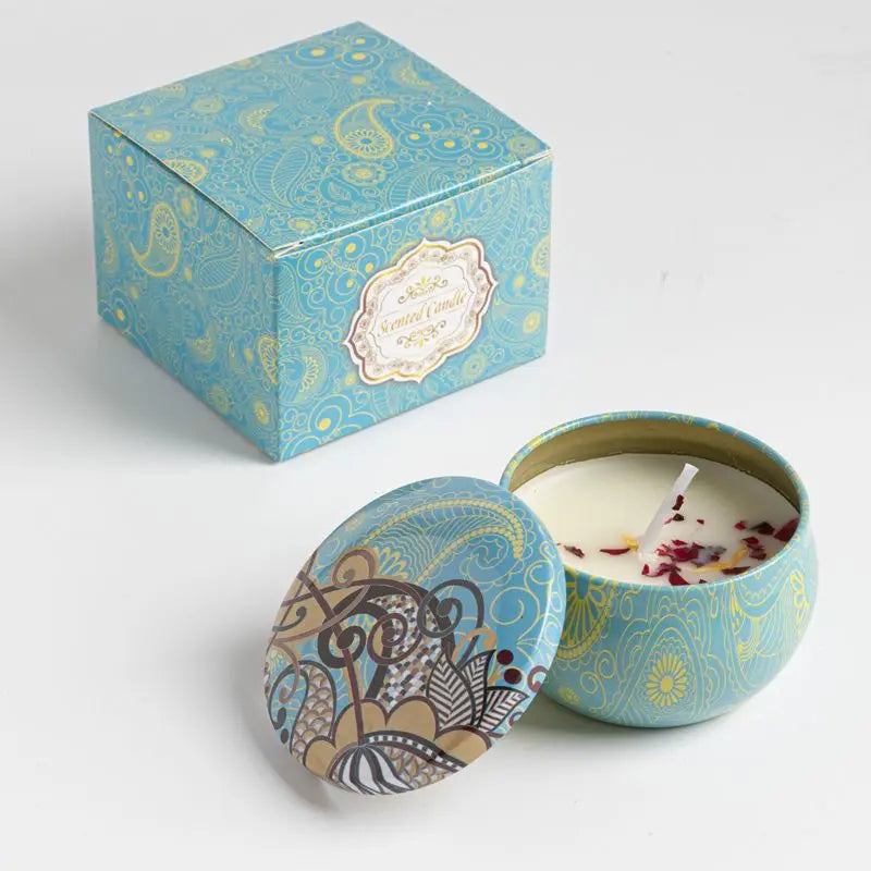 Velas aromáticas de osmanthus y gardenia con pétalos. Pequeñas velas aromáticas románticas para cumpleaños de niñas. Aromaterapia para el hogar.