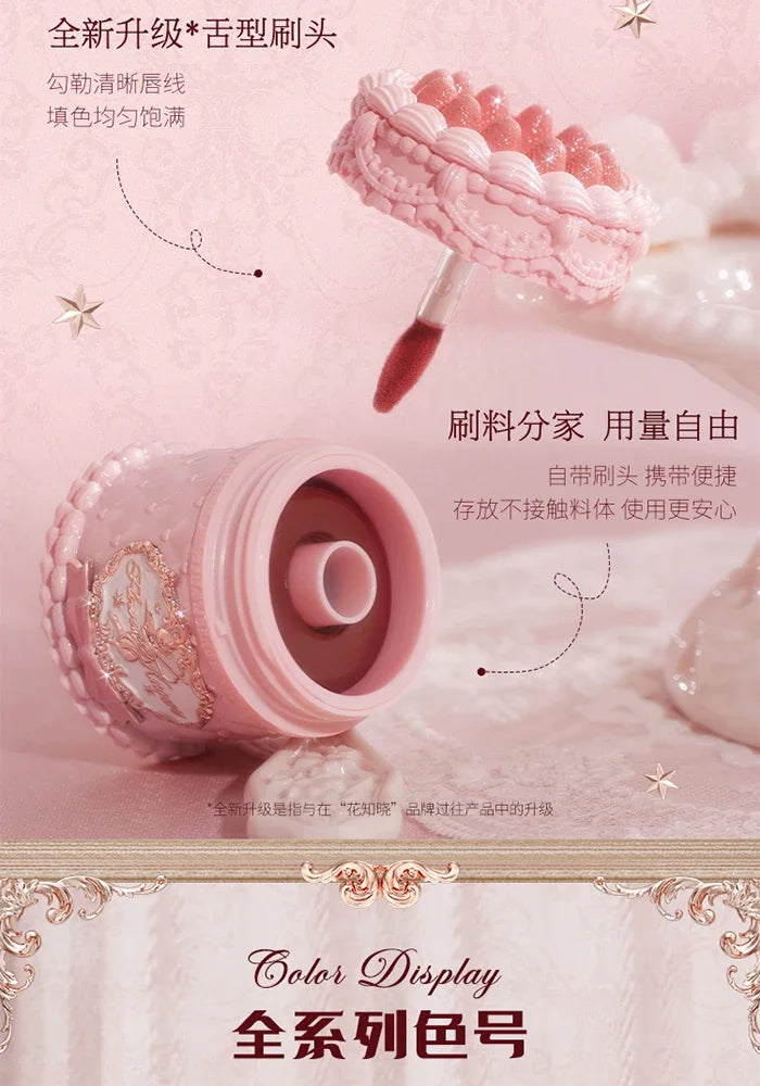 Crema labial Flower Knows Strawberry Cupid Cake, barra de labios hidratante mate, maquillaje de labios suave y sedoso, cosméticos profesionales.