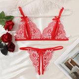 Women Sexy Lingerie Bra Thongs Sets Ultrathin Lace Lingerie Set Temptation Erotic Open Bra Crotchless Outfits For Pretty Girls - Lootquake
