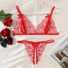 Women Sexy Lingerie Bra Thongs Sets Ultrathin Lace Lingerie Set Temptation Erotic Open Bra Crotchless Outfits For Pretty Girls - Lootquake