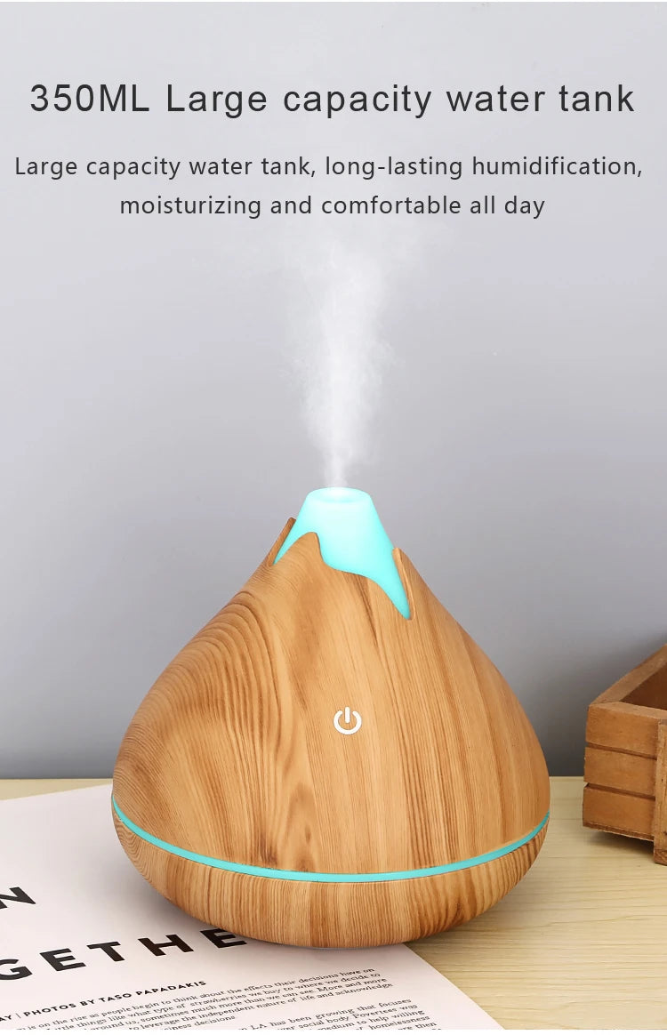 350ML USB aroma oil diffuser wood electric humidifier ultrasonic air humidifier mini aromatherapy LED light mist maker for home