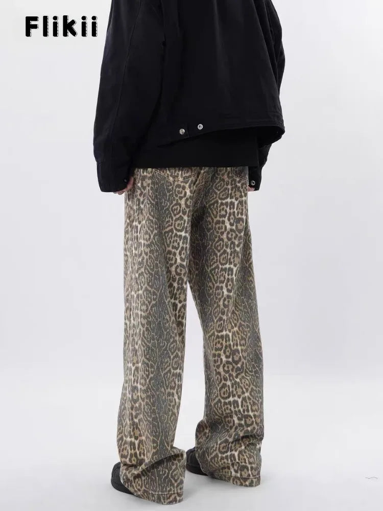 Y2k Vintage Leopard Print Loose Women Jeans Autumn New Classic Straight High Waist Slim Casual Fashion Female Jeans 2024 New - Lootquake