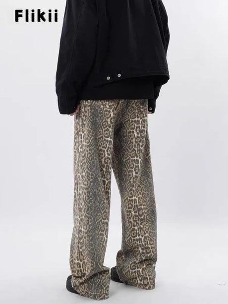 Y2k Vintage Leopard Print Loose Women Jeans Autumn New Classic Straight High Waist Slim Casual Fashion Female Jeans 2024 New - Lootquake