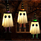 Halloween Hanging Ghost Decorations, Outdoor Halloween Witches Hat Lights, Glowing Ghosts for Garden Trees, Yard Halloween Decor