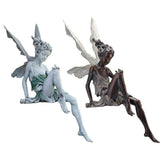 Flower Fairy Sculpture Garden Landscaping Yard Art Ornament Resin Turek Sitting Statue Outdoor Angel Figurines Craft Decoration