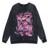 Anime Nana Osaki Round Neck Washed Pullover Casual 100% Cotton Men Women Hip Hop Harajuku Streetwear Vintage Sweatshirt - Lootquake