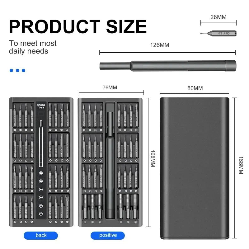 63 in 1 Precision Screwdriver Set Home Hand Repair Tool Kit Magnetic Phillips Drill Bits for iPhone Xiaomi Camera Glasses Watch - Lootquake