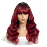 22" Body Wave Wig with Bangs | Full Machine Made Brazilian Virgin Remy Human Hair