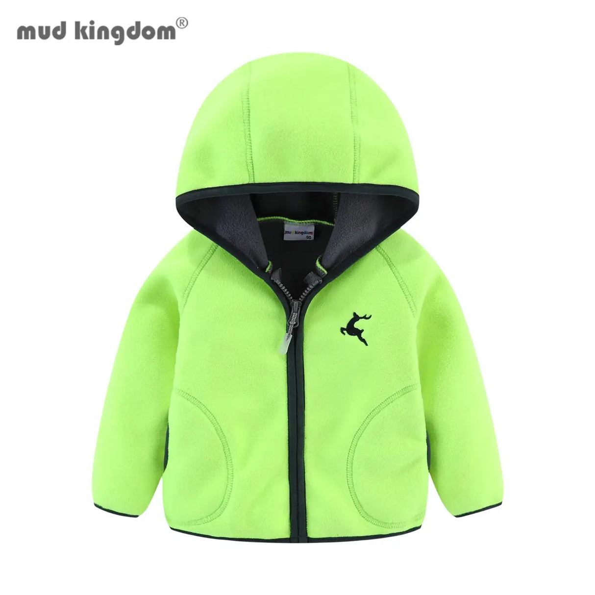 Mudkingdom Autumn Spring Girls Boys Hooded Fleece Jacket Windbreaker Zip up Reindeer Outerwear for Kids Clothes Children's Coat - Lootquake