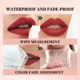QIBEST 10 Colors Nude Matte Liquid Lipstick Waterproof Silky Lip Gloss Non-Stick Cup Lasting Purple Red Lip Tint Durable Makeup