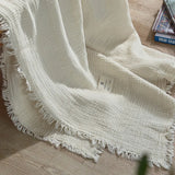 Maillard Cotton Blankets Four Layers Of Gauze Sofa Cover Blanket With Tassel AB Side Office Nap Decorative Bed Muslin Blanket