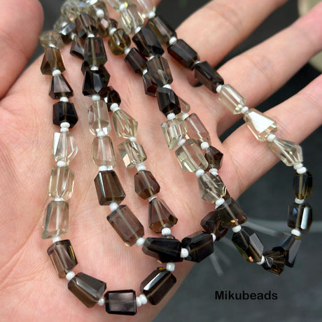 Natural AA Smoky Crystal 4.5-7.5*6.5-10mm Faceted Irregular Shape Beads Shinny Stone For Jewelry Making DIY Bracelet Necklace - Lootquake