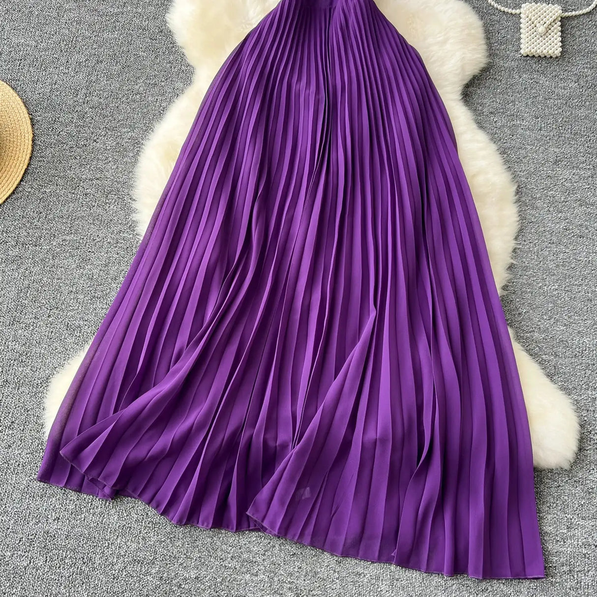 SINGREINY Sexy Halter Pleated Dress Women Summer Hollow Out Cross Lace Up Zipper Design Sleeveless Backless Elegant Long Dress - Lootquake