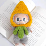 Labubu doll pendant, rubber doll clothes, rabubu v2v1 sitting party head cover hat heartbeat macaron 17cm 15CM