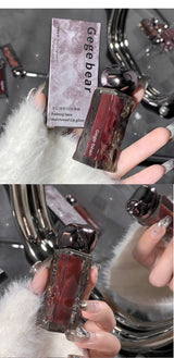 Rouge à lèvres liquide violet foncé, léger, longue tenue, transparent, hydratant, effet miroir, rose pêche, antiadhésif
