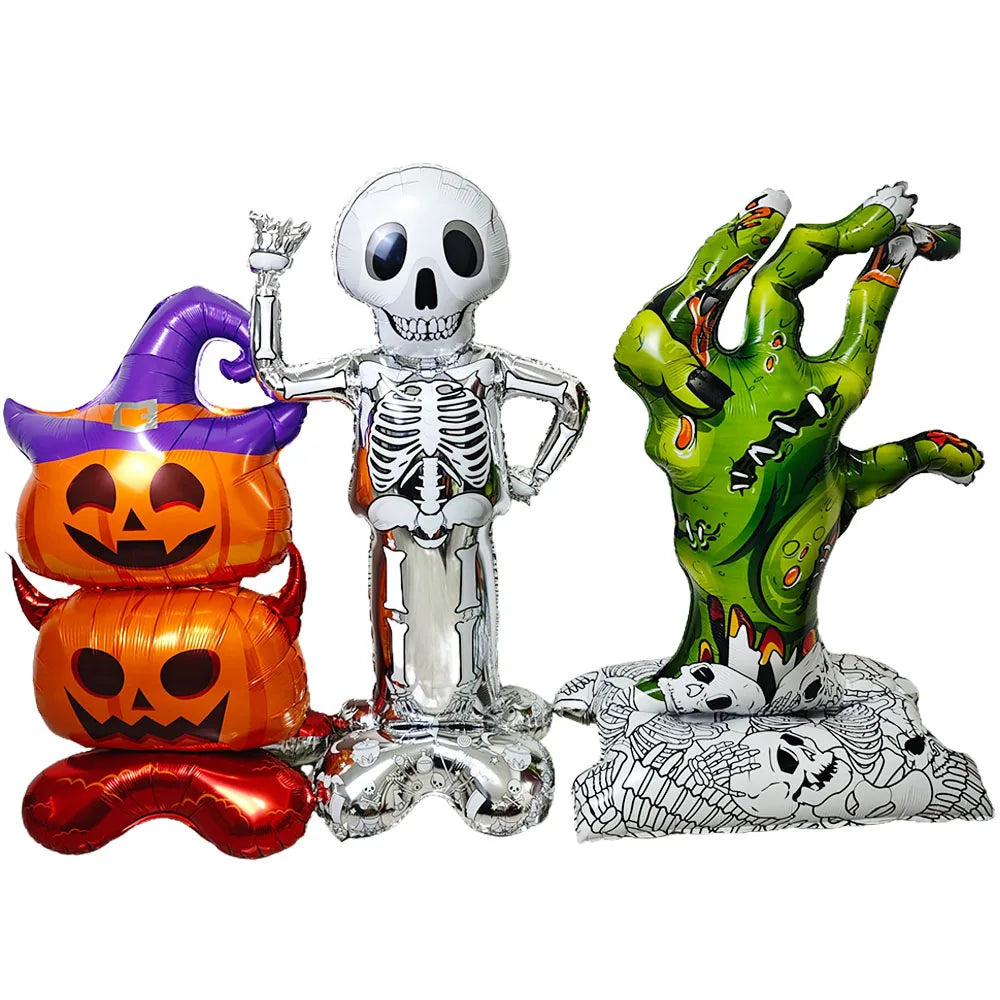 Halloween Theme Standing Balloon Pumpkin Haunted House Spider Cat Foil Balloon Happy Halloween Decor Supplies Kids Gifts