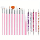 20PCS Nail Art Brush Set for Design, Painting, Drawing, Carving, Dotting, and Manicure Tools - Unscented Acrylic Gel UV Polish