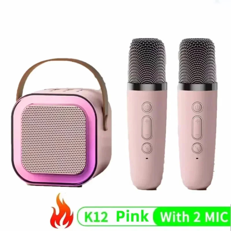 Machine de karaoké Bluetooth K12, système de haut-parleurs PA portable 5.3 avec 1 à 2 microphones sans fil, chant familial à domicile, cadeaux pour enfants