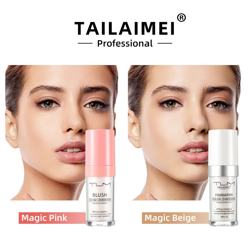 TLM Foundation Color Changing Mike Makeup For Full Coverage Blush Cream Brightening Moisturizing Longlasting Non-flading Makeup