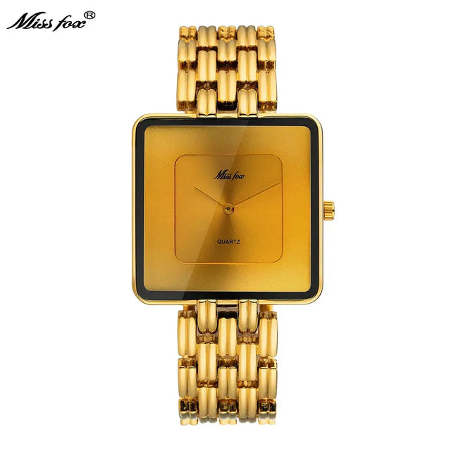 MISSFOX Brand Wristwatch Minimalist Fashion Quartz Watches Classic Design Square Dial Waterproof Stainless Steel Watch For Gift - Lootquake