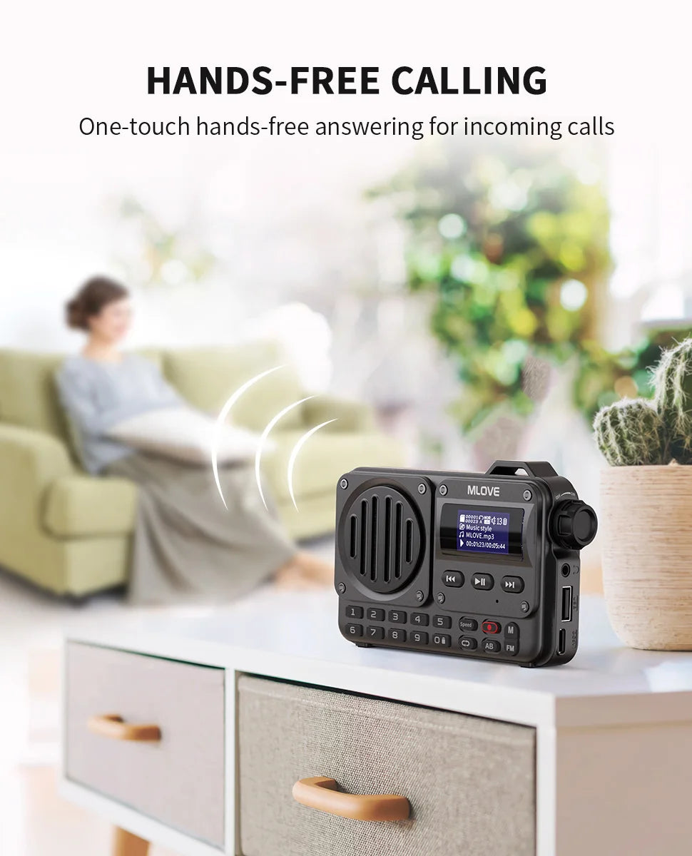 Enceinte Bluetooth ultra-portable MLOVE BV800 avec radio FM, écran LCD, antenne, entrée AUX, clé USB, carte TF, lecteur MP3